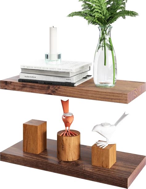 Amazon.com: Letto Solid Wood Floating Shelves, Set of 2, 10" D x 24" W ...