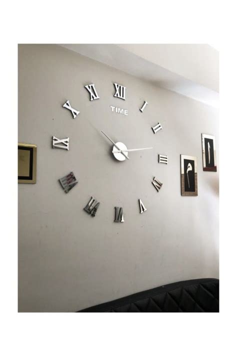 Decorative 3d Wall Clock Plexiglass Mirror Roman D... - Grandado