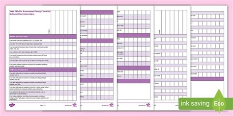 Year 3 Maths Assessment Group Checklist (teacher made)