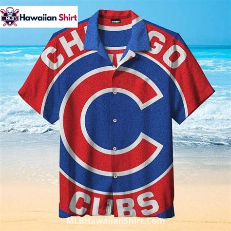 Bold Oversized Chicago Cubs Logo Aloha Shirt Red And Blue - MLB ...