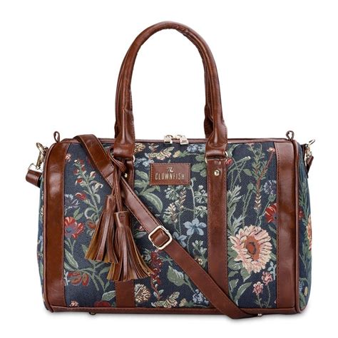 THE CLOWNFISH Lorna Tapestry Fabric & Faux Leather Handbag Sling Bag f ...