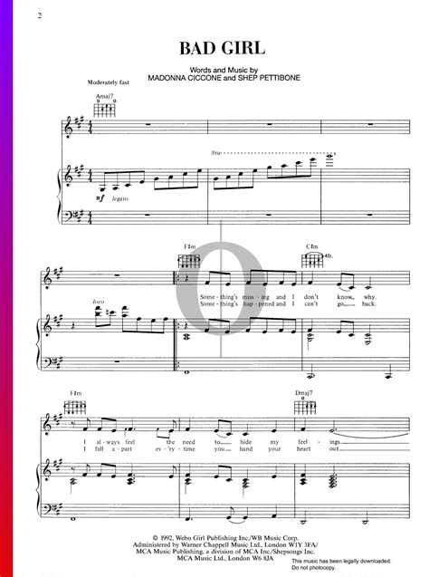 Bad Girl (Madonna) Piano Sheet Music - OKTAV