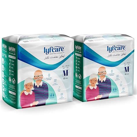 Lyfcare Adult Diapers Medium Size (M) - 20 Units (Pack of 2) | Unisex ...