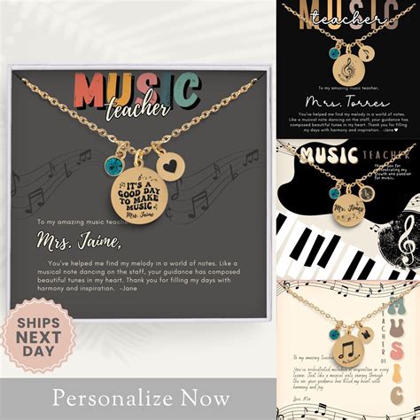 Personalized Music Teacher Necklaces Gift for Music Teacher ...