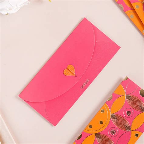 Geometric Luxury Shagun Envelope Set Of 12 Hot Pink Online - Premium ...