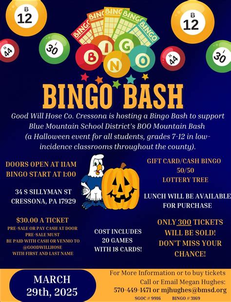 Bingo Bash to support Blue Mountain School District’s BOO Mountain Bash ...
