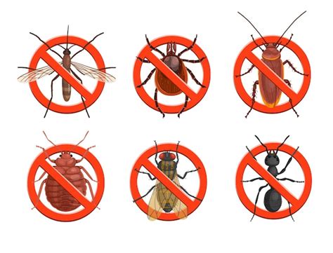 Stop insects sign mosquito tick cockroach in red forbidding circle ...