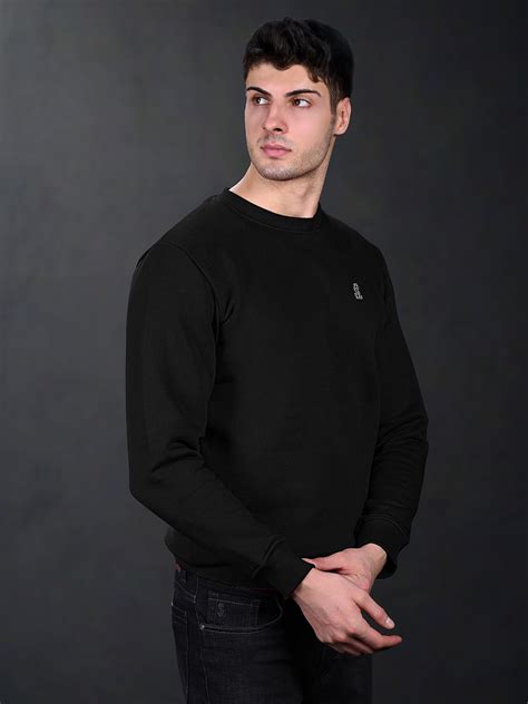 Signature 3D Embossed logo Black Regular Fit Pullover Sweatshirt