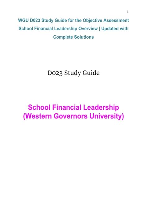 Package deal for WGU D023 School Financial Leadership - Final Exam ...