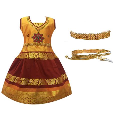 AMIRTHA FASHION Girl's Silk Readymade lehenga choli (AMFSPOM8_Orange ...
