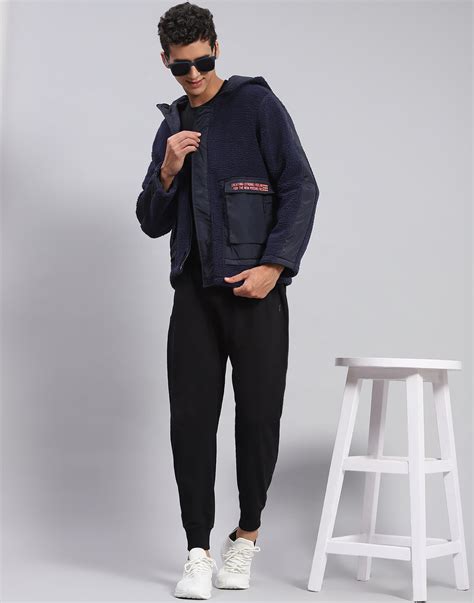 Buy Men Navy Blue Solid Hooded Full Sleeve Jacket Online in India - Rock.it