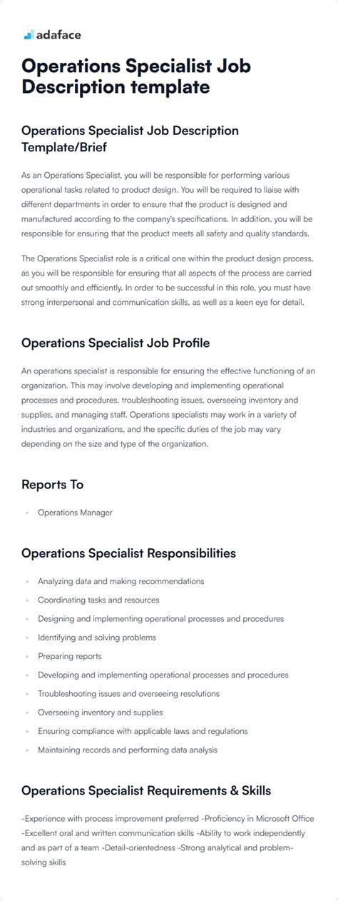 Image result for Operations Agent Job Description