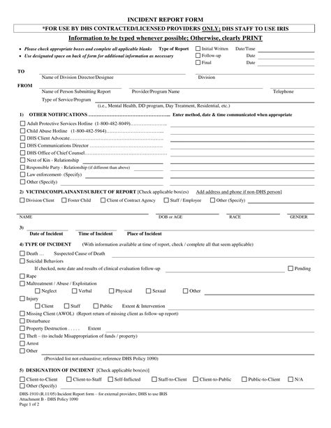 DHS Form Incident Report ≡ Fill Out Printable PDF Forms Online