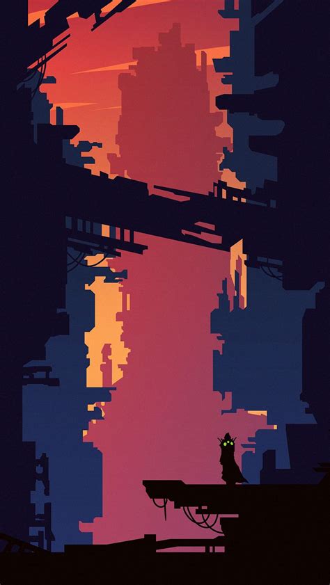 Download wallpaper 800x1420 city, silhouette, vector, art, buildings ...