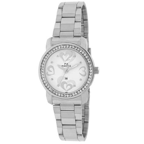 Maxima Stainless Steel Analog White Dial Women Watch - 42861Cmli ...