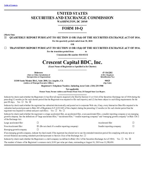 Fillable Online Crescent Capital Bdc, Inc. Quarterly Report Fax Email ...