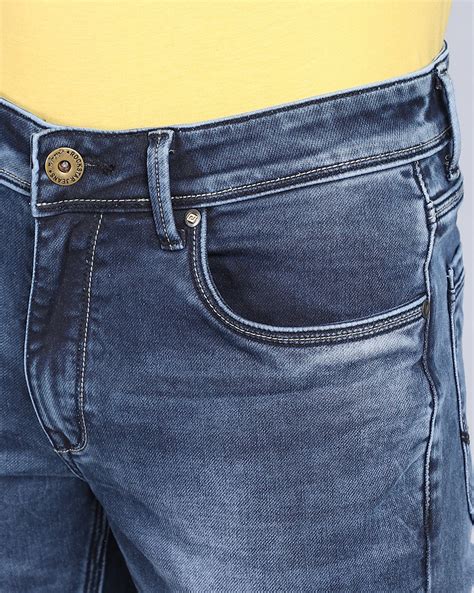 Buy Stylish Mid Blue Tailored Jeans Online In India