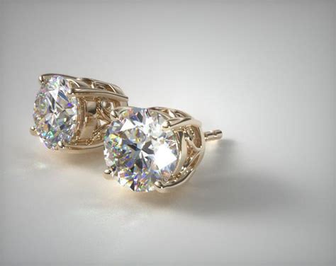 18K Yellow Gold Scroll Basket Earring (0.50 CTW.)-37568yb