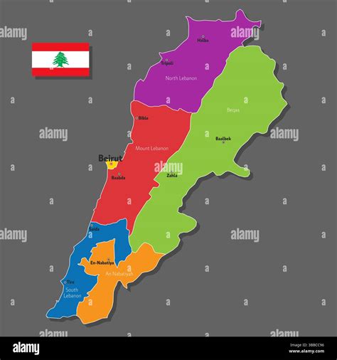 Vector map of Lebanon with names of cities and with borders city Stock Vector Image & Art - Alamy