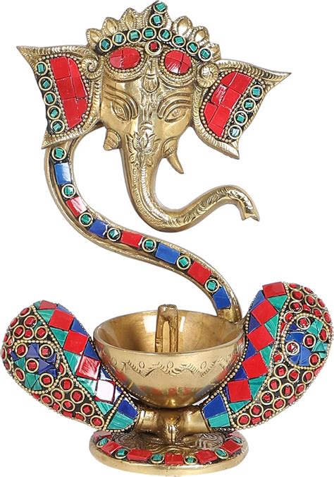 ARTVARKO™ Brass Ganesha Wall Hanging Multicolor Gemstone Handwork Puja ...