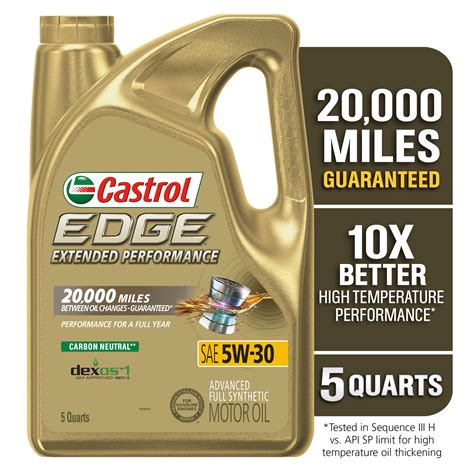 Castrol EDGE Extended Performance 5W-30 Advanced Full Synthetic Motor ...