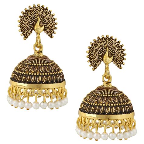 MEENAZ Traditional Wedding Temple Gold oxidised Meenakari Ethnic ...