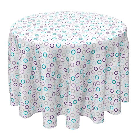 Round Tablecloth, 100% Cotton, 60 Round", Purple and Blue Outlined Dots