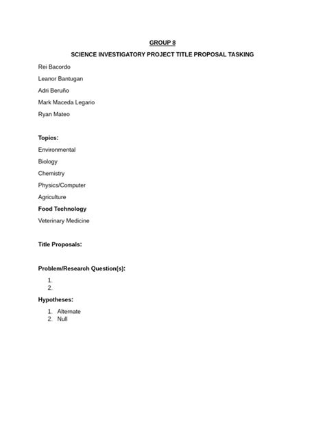 Image result for Science Proposal Example