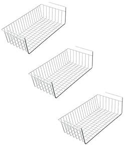 Go Hooked Multipurpose 16 Inch Under Shelf Basket Powder Coated Iron ...