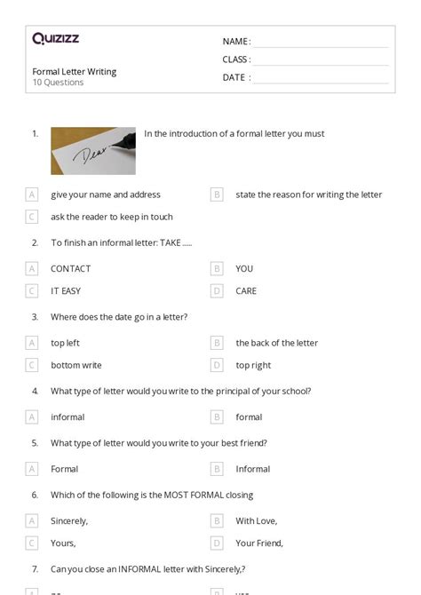 50+ Writing Letters worksheets on Quizizz | Free & Printable