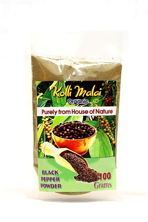 Kollimalai Organic | Spices and Masala | Black Pepper Powder of (100gm ...