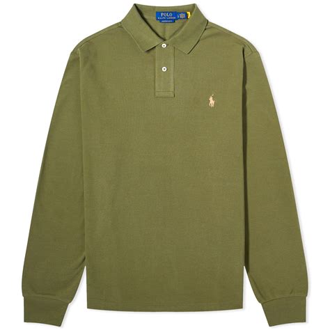 Polo Ralph Lauren Long Sleeve Custom Fit Polo Shirt Dark Sage | END. (US)