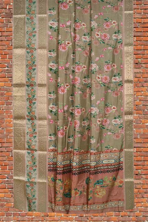 Brown Semi Linen Dola Jacquard Printed Border Saree – Naachiyars