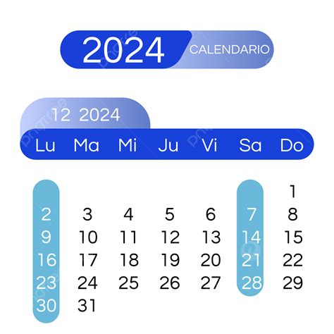 2024 Spanish Calendar Blue Gradient, Two Thousand And Twenty Four ...