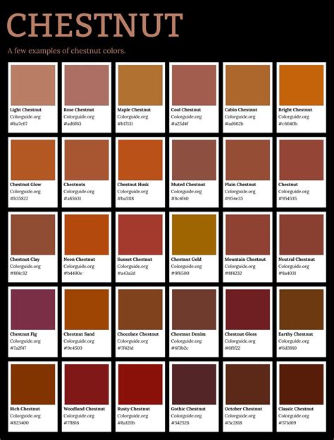 70 Types of Chestnut Color - Colorguide.org