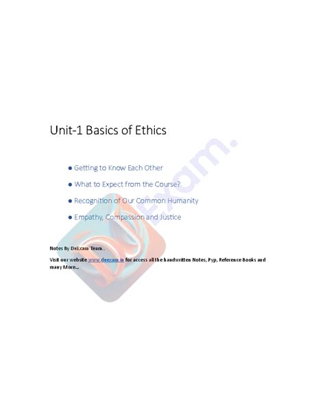 Ethics and Culture Unit-1 Notes: Understanding Humanity, Empathy, and ...