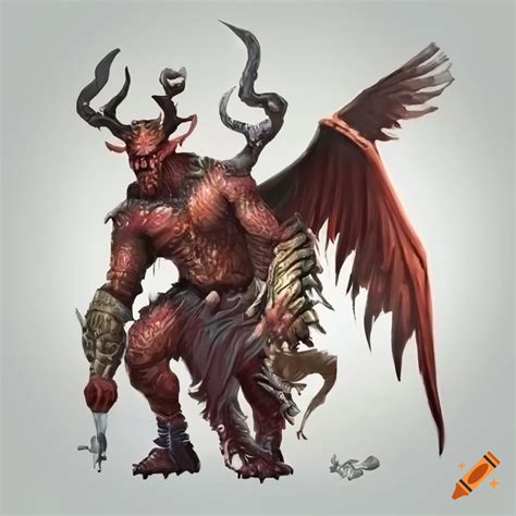 Illustration of a horned devil with wings on Craiyon