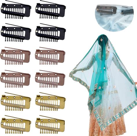 Amazon.com : 12pcs Wig Clip with Safety Pins, 10-Teeth Hair Extension ...