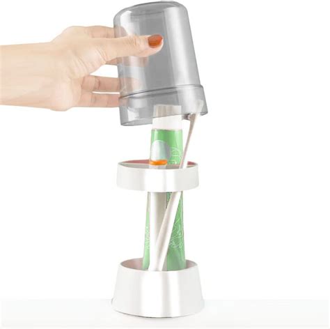 Toothbrush Holder Stand with Cover Cup 3 Slots, White Toothbrush ...