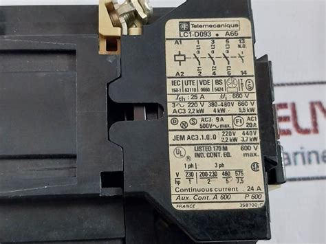 Telemecanique LC1-D093.A65 Auxiliary Contactor – Aeliya Marine Tech