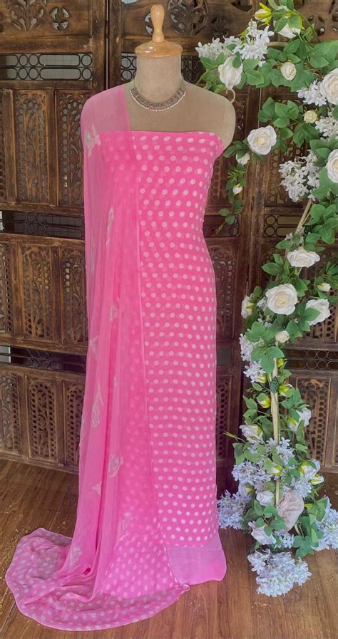 Georgette Polka Dot Pink Suit Fabric / Polka Story – Studio CKC