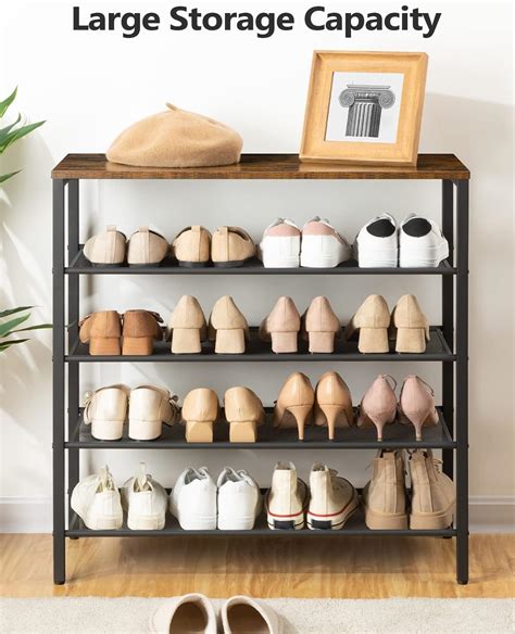 Buy ALLOSWELL 5-Tier Shoe Rack, Shoe Storage Organizer with Coat Hooks ...