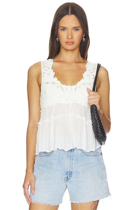 Free People x REVOLVE Petal Party Shapeless Cami in Clean Ivory | REVOLVE