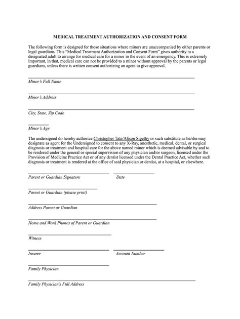 Medical Treatment Authorization and Consent Form - Fill Online ...