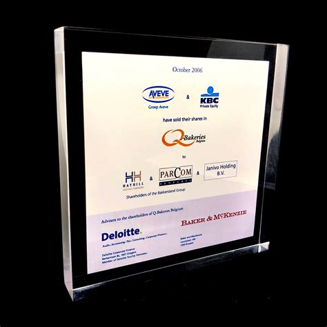 Embedded plexi awards - tombstones - P. De Greef Medals