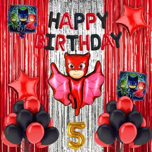 Crazykart PJ Mask Theme Fifth 5th Happy Birthday Decoration Kit Combo ...