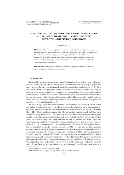 Global Science Press: A Uniformly Optimal-Order Error Estimate of an ...