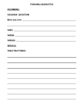 Image result for Personal Narrative Outline Worksheet
