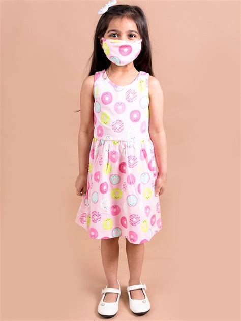 Shop Pspeaches Pink Yellow Donut Printed Dress (HS-PINK DOUNUT) Online