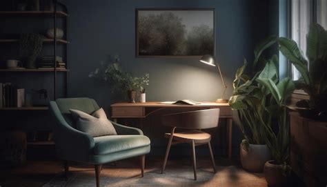 Elegantes Apartment mit modernem Design und beleuchtetem Raum, der von ...